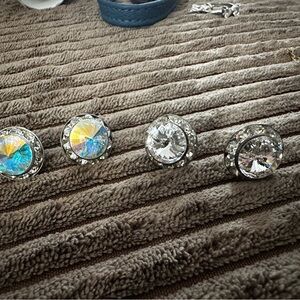 Elegant Silver Crystal Stud Earrings